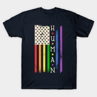 Human Rainbow Flag - LGBT Kindness Love Equality Gay Pride T-Shirt